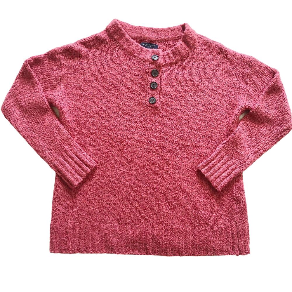 American Eagle Womens X-Small Jegging Fit 1/4 Button Long Sleeve Knit Sweater
